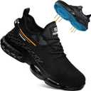 Steel Toe Work Shoes for Men Lightweight Safety Shoes with Puncture Resistant Sole Comfortable Construction Industrial Work Shoe for Warehouse (9.5, 3018 Black)