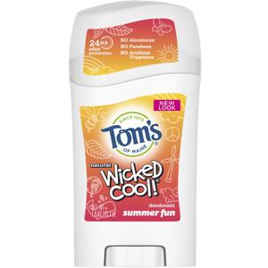 Tom's of Maine Aluminum-Free Wicked Cool! Natural Deodorant for Kids, Summer Fun, 1.6 oz.