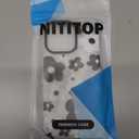 NITITOP Compatible with iPhone 15 Pro Max Case Cute Clear for Women Girls Black Flower Floral Pattern Ultra Slim with Bumper Protector Soft TPU Anti-Yellow Protective Phone Cover - Black