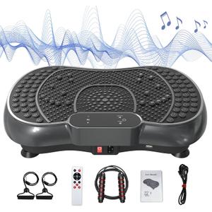 Bigzzia Vibration Plate Exercise Machine for Weight Loss  100-Speed Platform with Remote & Resistance Bands, 450 lbs Capacity  Quiet Full Body Workout for Lymphatic Drainage at Home (black)