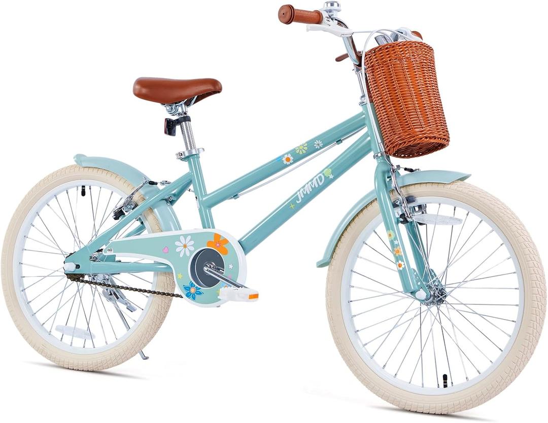 JMMD Girls Bike for 4-12 Years Old Kids, 12 14 16 18 20 24 Kids Bike with Training Wheels, Basket and Doll Seat, Toddler Girls Bicycles with Handbrake & Kickstand, Multiple Colors (sky bule)