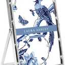 Laura Ashley 4x6 Silver Bamboo Metal Picture Frame (Vertical) with Pull-Out Easel Stand, Made for Tabletop, Counterspace, Shelf and Desk