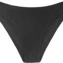 Milumia Women's Textured Bikini Bottoms Mid Waisted Cheeky Beach Swimsuit Bottoms (Medium, Black)