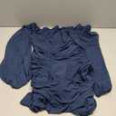 Wenrine Women's Mesh Long Sleeve Square Neck Ruched Party Club Cocktail Bodycon Mini Dress (Large, Navy Blue)