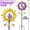 Wind Spinners Outdoor for Yard and Garden - Wind Sculptures & Spinners - 60 Inch Wind Spinner with Solar Powered Multi-Color Light for Yard Garden Backyard Lawn Sun and Star Decorations