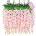 40 Pack Light Pink Wisteria Hanging Flowers, Fake Hanging Flowers for Decoration, Artificial Hanging Flowers,Vines for Bedroom,Flower Garland for Home,Party,Garden, Wall,Wedding Decoration(3.6 Ft/Pcs)