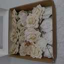 Ling's moment Artificial Flowers Fake Silk Orchid Faux Foam Roses Combo for DIY Wedding Bouquets Centerpieces Arrangements Bridal Shower Party Home Decorations, Tawny Beige & Sand Beige, 21pcs