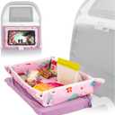 Lusso Gear Airplane Tray Table Cover - Organize Kids Travel Essentials - Pockets for Airplane Toys for Toddlers 1-3 - Foldable Tablet Stand for Travel Toddler Essentials (Mermaids) | with Pockets, on Plane or Train, Airplane Must Haves, Flying Essentials, Baby Must Have