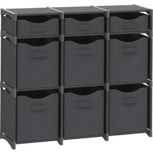 Cube Storage Organizer with Storage Bins Included - The Perfect Closet Organizers and Storage Solution. Includes 9 Storage Cubes, Great For Toy Storage, Closet Storage, Clothes Storage (Dark Grey)