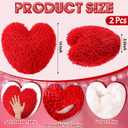 2 Pcs Heart Shaped Pillow 14 Inch Heart Chenille Pillow Cushion Plush Soft Throw Cushion with Removable Cover for Sofa Couch Bed Women Girls Gifts(Red)