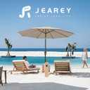 JEAREY 9FT Outdoor Patio Umbrella Outdoor Table Umbrella with Push Button Tilt and Crank, Market Umbrella 8 Sturdy Ribs UV Protection Waterproof for Garden, Deck, Backyard, Pool (Beige)
