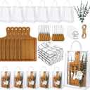 Kochorie 6 Sets Baby Shower Prizes for Game Winners 49 Pcs Square Acacia Wood Cheese Board Gift with Knives Spoons Gift Bags Kitchen Towels Bridal Shower Party Favors for Guests