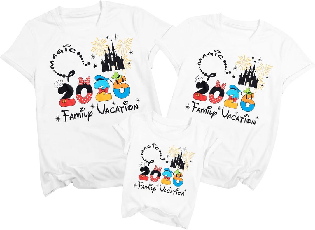 Family Vacation Shirts 2026 Family Matching Outfits Magical Tshirt for Family Cruise Trip Clothes Summer Travel Tops (White)
