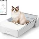 Meowant Self Cleaning Cat Litter Box, Open Top Automatic Litter Box for Multi Cats, Dual Rake, Works with Clumping Litter, Anti Pinch Safe Protection, Odor Control, Easy to Clean, White