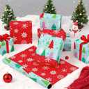 WERNNSAI Christmas Tree Wrapping Paper - 1 Roll 17x 33 ft Christmas Gift Wrap Paper Reversible Snowflake Wrapping Supply Red Green Holiday Gift Wrap for Kids Family Friends Xmas Winter Party
