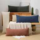 ORTIGIA Boucle Lumbar Pillow Covers 14x36 Blue Textured Body Pillowcase Neutral Pillowcases for Indoor Couch Sofa Bed Cushion Living Room Modern Cushion Cases (Cover Only)