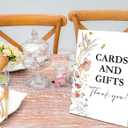 Boho Wildflower Cards and Gifts Sign for Baby Shower, 1 Pack Wooden Sign with Stand Tabletop Decor, Boho Baby Shower Decoration, Gender Neutral Party Supplies - WGD16
