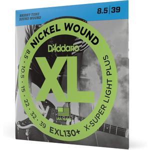 D'Addario Electric Guitar Strings, XL Nickel, EXL130+, Extra Super Light Plus Gauge 8.5-39, 6-String Set, Pack of 1
