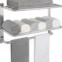 Towel Rack for Bathroom, DEWVIE 23 Inch Tower Holder with Tower Bars, SUS 304 Stainless Steel Lavatory Bath Towel Shelf Towel Hanger Wall Mount, 3-Tier (Brushed Nickel)