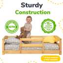 Toddler Bed with Rails | Low Montessori Floor Bed Frame for Kids | Standard Crib Size Wooden Frame for Independent Toddlers 1-3 - Varnished