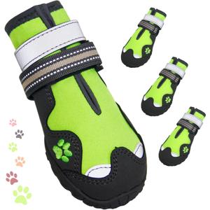 Dog Shoes for Large Dogs, 360Anti Slip Medium Dog Boots & Paw Protectors Winter Snowy, Waterproof 4Pcs Dog Booties with Reflective Strips (Size 3: 1.97''x2.48''(W*L), Green)
