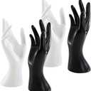 Okllen 4 Pack Female Mannequin Hand, Hand Ring Display Stand Jewelry Organizer Bracelet Bangle Necklace Holder for Hand Chain, Finger Ring, Glove, White & Black, Right Hands