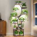 IPOW 9 Tiered Plant Stand with Grow Lights 61" Tall Plant Stand for Indoor Plants Ultra Sturdy Metal Construction Plant Flower Holder for Indoor Living Room, Balcony and Patio