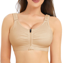 BRABIC Zip Front Closure Everyday Bra for Women Post Surgery Compression Support with Adjustable Straps Wirefree (Beige, Medium)