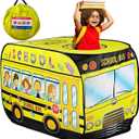 Pop Up Tent for Kids:School Bus Tent,Kids Pop Up Tent Indoor|Outdoor,Pop Up Play Tent for Kids,Without Installation,Suitable for 2-3 Children&for Ages 3+,School Bus Toy for Boys and Girls