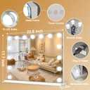 ROLOVE 23"x18" Hollywood Vanity Mirror with Lights, 15 Dimmable LED Bulbs, led Makeup Mirror with 3 Color Modes, Lighted Vanity Mirror for Tabletop or Wall-Mounted