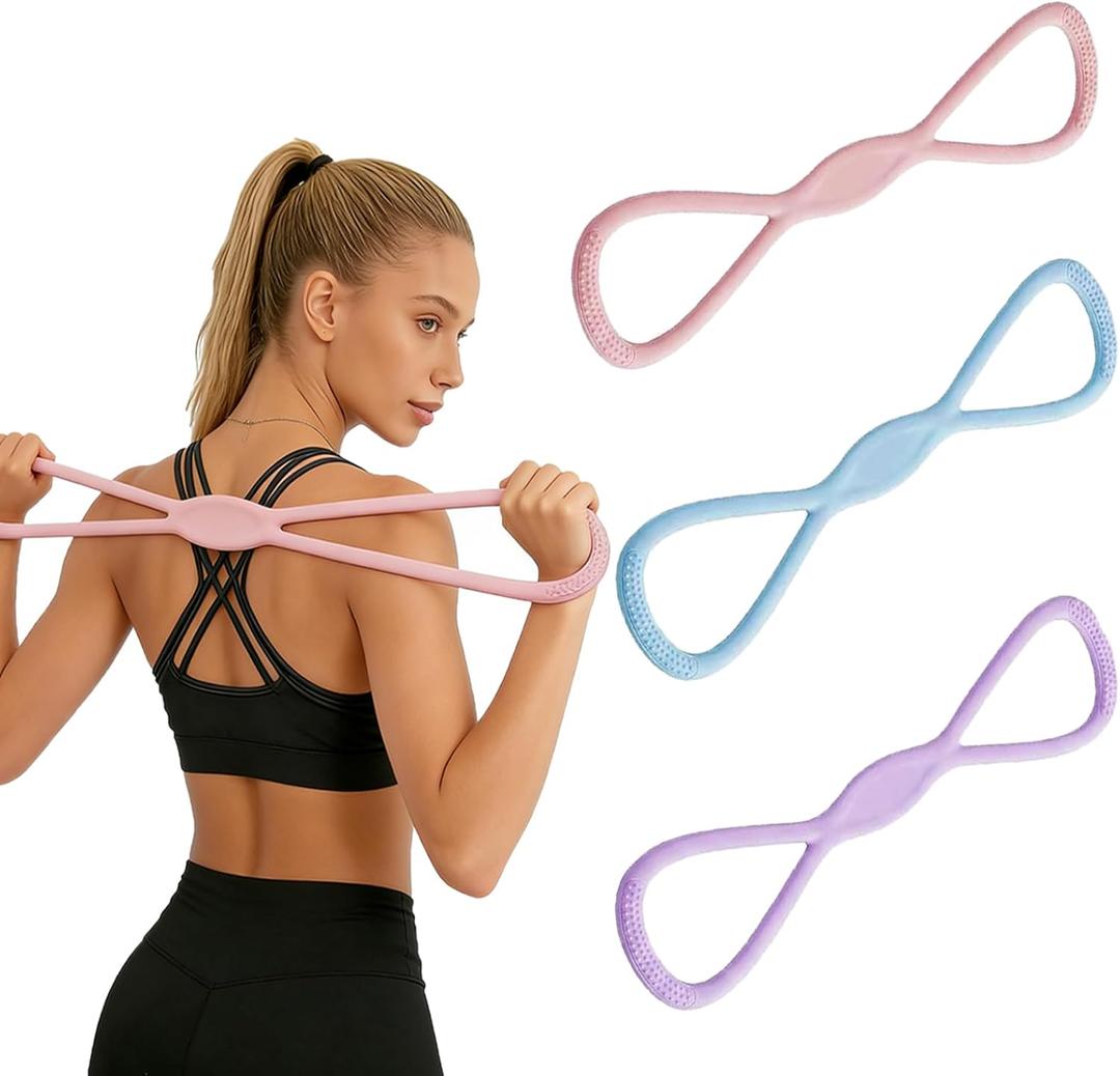 Resistance Bands with HandlesFigure 8 Exercise Bands for Women&Men,15LB25LB,35LB Silicone Pull Rope for Working Out,Arm,Yoga Gym Fitness,Shoulder Training Elastic Rope