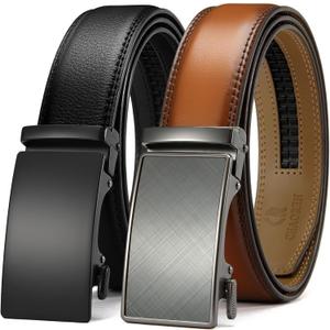 CHAOREN Leather Ratchet Belt Men 2 Pack - Customizable Fit, Effortless Style (35mm)