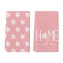 Artoid Mode Pink Home Sweet Home Flowers Summer Kitchen Towels Dish Towels, 18x26 Inch Wedding Decoration Hand Towels Set of 2
