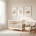 3Pcs Teddy Bear Nursery Wall Art Bear Sleeping on The Moon and Stars Painting Picture Wall Decor Neutral Cute Animal Poster Print Artwork for Kids Baby Room Bathroom Nursery Home Decoration Unframed