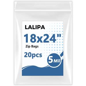 5 Gallon Large Zip Storage Bags 18x24 Inch Clear Plastic Bags Heavy Duty Reusable Zip Seal Lock Jumbo Poly Bags for Food,Travel,Moving,Clothes Thick 5Mil 20 Pack