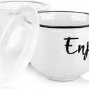 DAYYET Soup Mugs with Handles and Vented Lids, 26 oz Microwavable Soup Bowls, Ceramic Mugs Set for Overnight Oats, Cereal, Noodles, Ramen, Pasta, Salad, Oversized Coffee Mugs, Set of 2, White