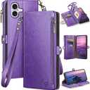 XcaseBar Compatible with iPhone 17 6.3" Wallet case with Zipper Credit Card Holder【RFID Blocking】,Flip Folio Book PU Leather Phone case Shockproof Cover Women Men for Apple 17 case Purple