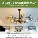 16 Light Glass Globe Chandelier Mid Century Sputnik Pendant Light Fixture Black and Gold Ceiling Light for Living Room Kitchen Dining Room Bedroom Farmhouse