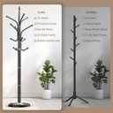 Heavy Duty Coat Rack with Marble Base, 12 Hooks, Adjustable Heights