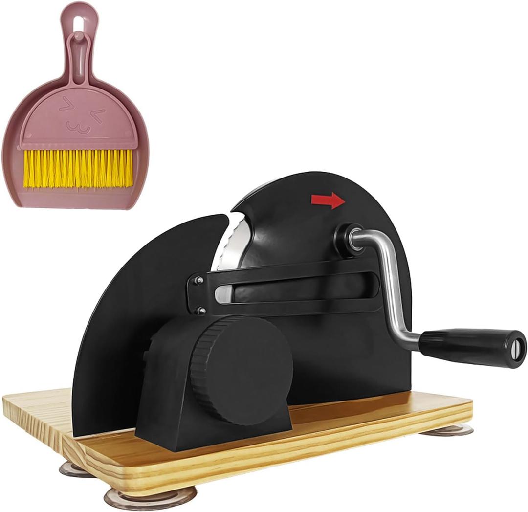 Botiliceer Manual Bread Slicer for Sourdough Bread, Adjustable Thickness Foldable Bread Cutter with Hand Crank, Stainless Steel Blade Bread Slicer (Black, Machine)