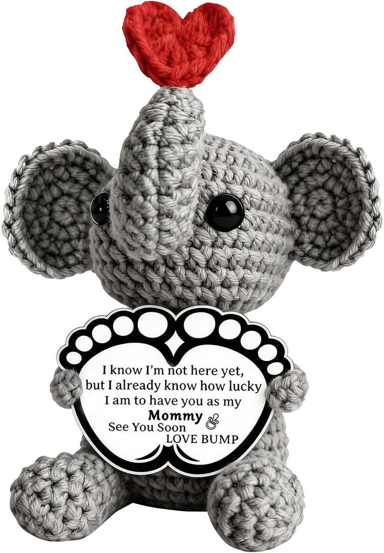 New Mom Gifts First Time Mom to Be Pregnant Expecting Mommy Birthday Gifts for Handmade Cozy Crochet Elephant Best Cute Present Boy Girl Moms Mama from Husband Baby Shower Essentials