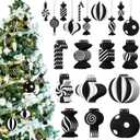 40 Pcs Black and White Christmas Tree Ornaments PVC Xmas Candy Cane Lollipop Ornament Christmas Hanging Decors Birthday Party Decoration Crafts for Holiday Xmas Tree Party (Novel Style)