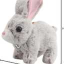 A-SZCXTOP Easter Hopping Rabbit Electronic Interactive Pet Plush Bunny Toy with Sounds Movements Animated Walking Wiggle Ears Twitch Nose for Toddlers Kids (Brown)