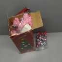 20" Mini Pink Christmas Tree, Artificial Small Christmas Tree with Lights, Tabletop Christmas Tree with Star Treetop,Bow Boxes and Ball Ornaments for DIY Christmas Decoration (Pink)