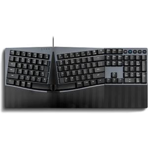 Perixx PERIBOARD-535BR Wired Ergonomic Mechanical Split Keyboard - Low-Profile Brown Tactile Switches - Programmable Feature with Macro Keys - Compatible with Windows and Mac OS X - US English, Black