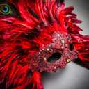 Red Tall Feather Venice Carnival Mask for Women Masquerade Sexy Venetian Costume