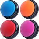 Voice Recording Button, Dog Buttons for Communication Pet Training Buzzer, 30 Second Voice Record and Playback, Funny Gift for Study Office Home 4 Pack Red/Blue/Rose/Orange