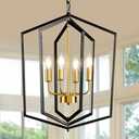 18.1" Black and Gold Chandelier, 4-Light Industrial Ceiling Pendant Light Fixtures, Modern Dining Room Chandelier, Farmhouse Pendant Lights Kitchen Island, for Living Room, Bedroom, Foyer, Entryway