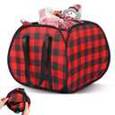 1 Pcs Large Christmas Buffalo Plaid Basket Red Black Plaid Laundry Basket, 20 x 20 x 15, Foldable Pop up Large Mesh Toy Organizer Bin for Holiday Christmas Living Room Area, Playroom