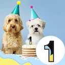 Blue Black 1st Birthday Candle for Girls Boys - Number 1 Candle, Blue Dog Cake Decorations, Cute Dog Cartoon Themed Birthday Party Supplies